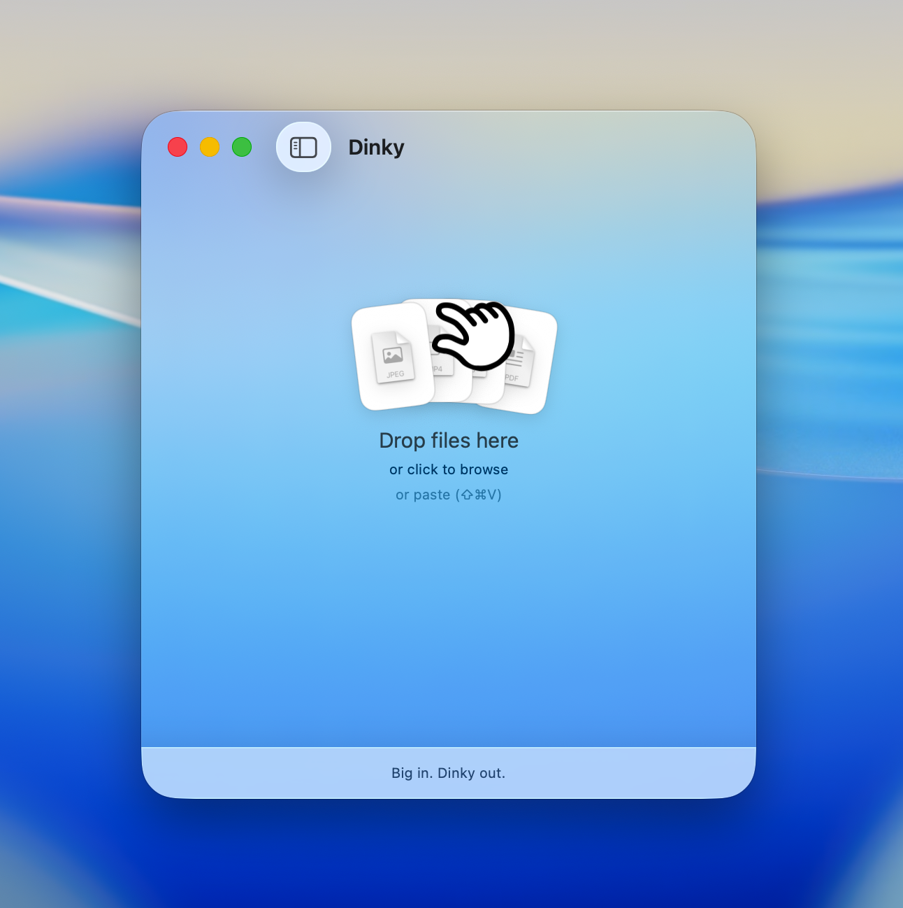 Dinky drop zone window compressing files